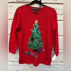 Vintage Gladys Bagley 90s Ugly Christmas Tree Presents Party Holiday Sweater S
